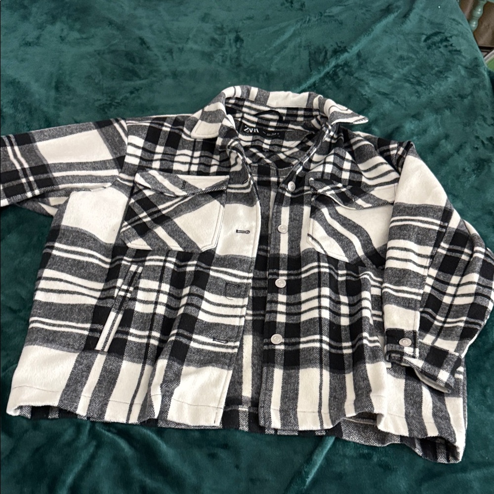 Zara Monochrome Plaid Jacket
